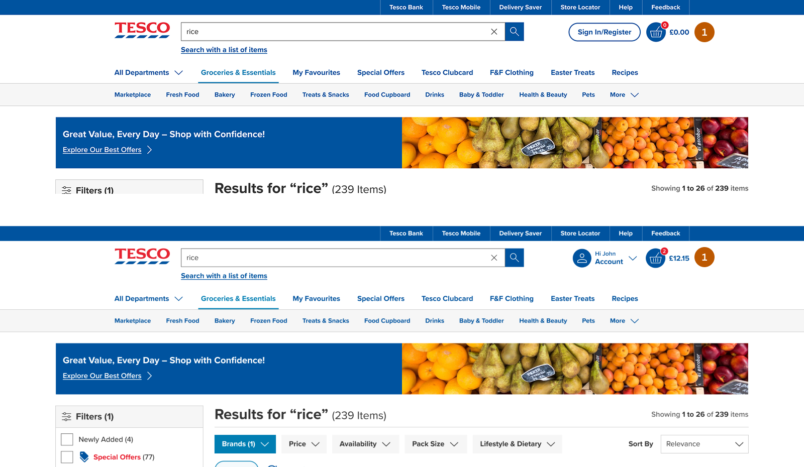Guest & signed in after redesign